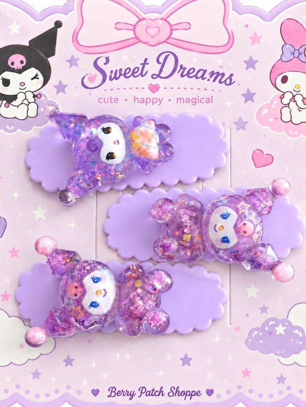 Sanrio Hello Kitty Kuromi Sweet Dreams Clips Barrettes Handmade New